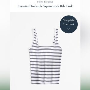 Abercrombie essential tuckable squareneck tank - navy and white ribbed